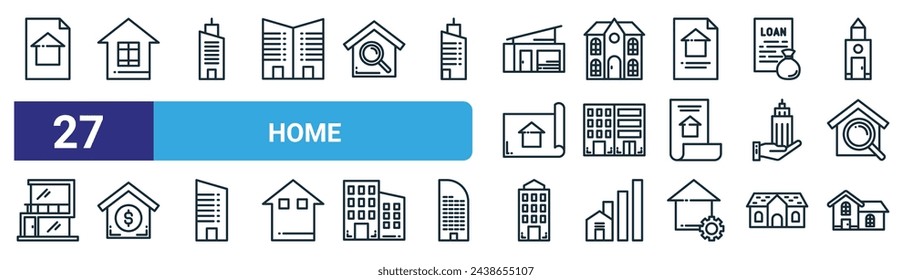 Set von 27 Outline Web Home Icons wie Home, Home, Vektor dünne Linie Icons für Web-Design, mobile App.