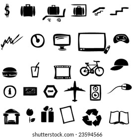 set of 28 cartoon icons