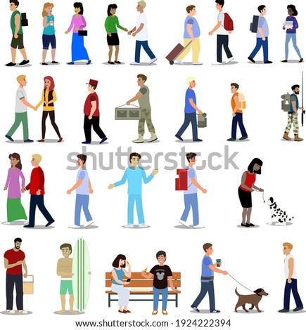 set of 28 images of people, in different images and characters