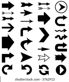 Set of 28 vector arrow shapes in various styles