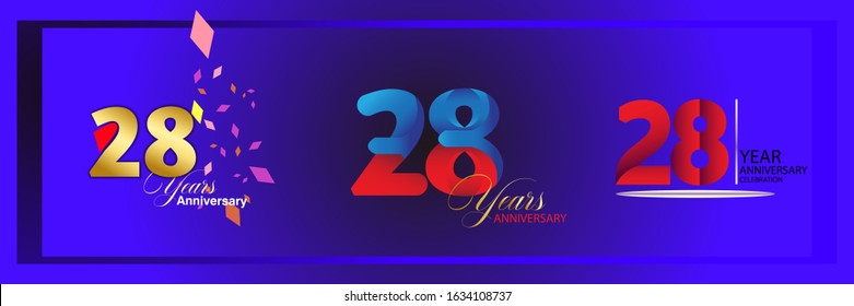 set 28th anniversary logo vector template. Design for banner, greeting cards or print