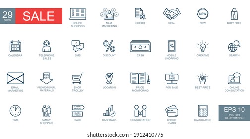 SET 29 pcs icons discounts and promotions - Vector illustration