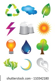 A set of 2D Environmental Conservation Icons/Buttons
