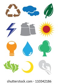 A set of 2D Environmental Conservation Icons/Buttons