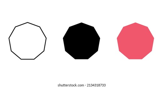 Set Of 2d Nonagon Shape In Mathematics