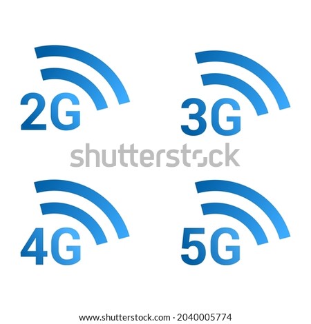 Set 2G,3G,4G,5G network logo. Logo network 2G,3G,4G,5G connection. Isolated on white background. network mobile illustration