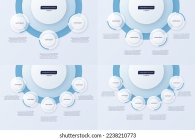 Set of 3 4 5 6 option circle infographic design templates. Vector illustration.