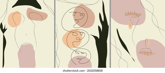 Set of 3 abstract backgrounds. Contemporary modern trendy vector illustrations. Every background is isolated. for frame, wall decoration,cover. vector