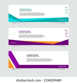 Set of 3 abstract banner web template in flat style design with simple and colorful decoration vector illustration, easy to edit for your ads, banner, flyer, background, header, footer, promotion