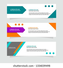 Set of 3 abstract banner web template in flat style design with simple and colorful decoration vector illustration, easy to edit for your ads, banner, flyer, background, header, footer, promotion