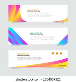 Set of 3 abstract banner web template in flat style design with simple and colorful decoration vector illustration, easy to edit for your ads, banner, flyer, background, header, footer, promotion