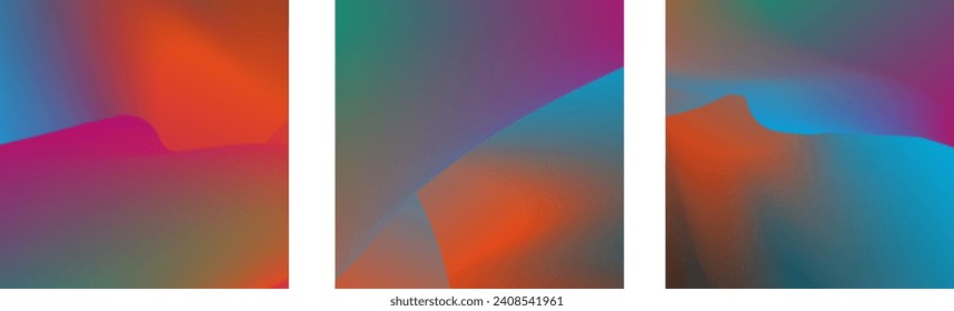 conjunto de 3 fondos de degradado de color abstracto en formas cuadradas (1:1), adecuados para fondos de medios sociales, afiches, banners, promociones, etc.
