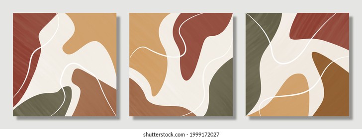 Set 3 abstract illustration vector EPS 10 print hand drawn geometry shapes contemporary aesthetic mid century modern art design style