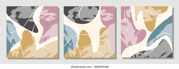 Set 3 abstract illustration vector EPS 10 print hand drawn modern painted art design style