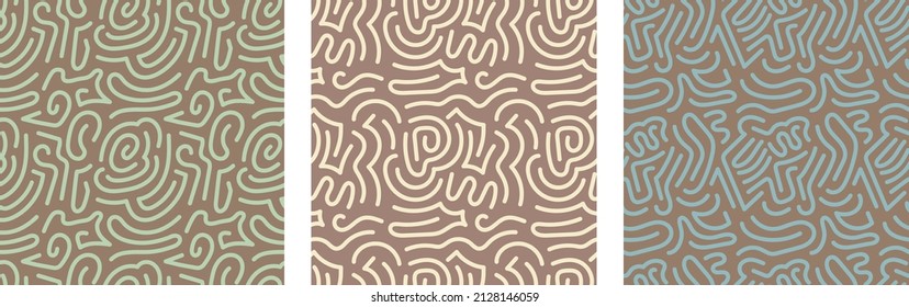 Conjunto de 3 patrones abstractos de vectores de color marrón claro sin soldadura