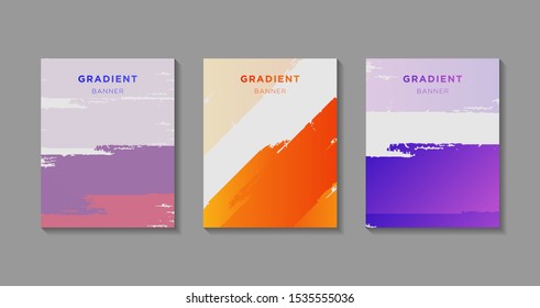 Set of 3 abstract modern graphic brush banners. Painted brush different colored Paint Brush Strokes forms. Isolated templates with flowing liquid shapes. For the special offer, flyer or presentation.