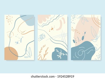 Set of 3 abstract organic shape cover in vector style