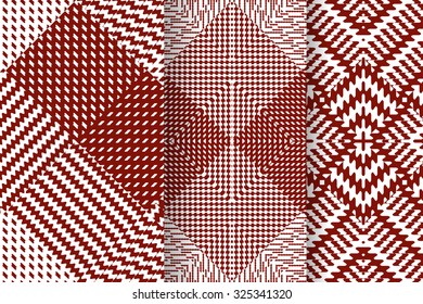 Set of 3 Abstract patterns. Color seamless vector backgrounds.