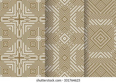 Set of 3 Abstract patterns. Color seamless vector backgrounds.