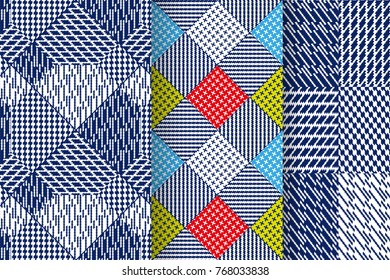 Set of 3 Abstract patterns.  geometric illustration, cloth vector backgrounds, fabric textile pattern