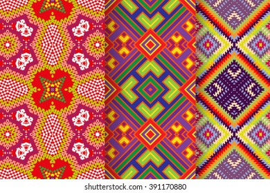 Set of 3 Abstract patterns. Seamless  geometric  illustration, cloth vector backgrounds, fabric textile pattern