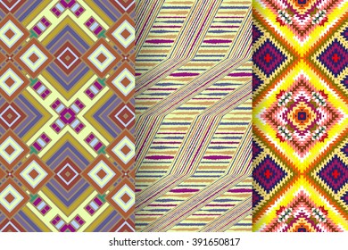 Set of 3 Abstract patterns. Seamless  geometric  illustration, cloth vector backgrounds, fabric textile pattern