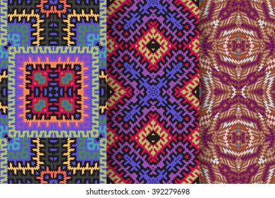 Set of 3 Abstract patterns. Seamless  geometric  illustration, cloth vector backgrounds, fabric textile pattern
