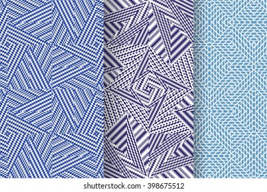 Set of 3 Abstract patterns. Seamless  geometric  illustration, cloth vector backgrounds, fabric textile pattern