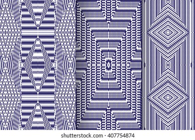 Set of 3 Abstract patterns. Seamless  geometric  illustration, cloth vector backgrounds, fabric textile pattern