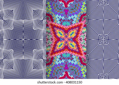 Set of 3 Abstract patterns. Seamless  geometric  illustration, cloth vector backgrounds, fabric textile pattern