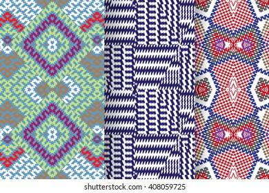 Set of 3 Abstract patterns. Seamless  geometric  illustration, cloth vector backgrounds, fabric textile pattern