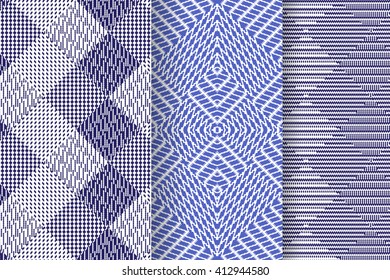 Set of 3 Abstract patterns. Seamless  geometric  illustration, cloth vector backgrounds, fabric textile pattern