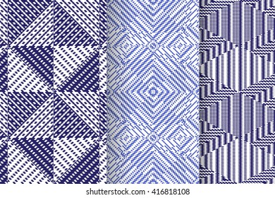 Set of 3 Abstract patterns. Seamless  geometric  illustration, cloth vector backgrounds, fabric textile pattern