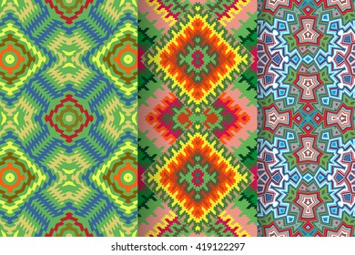 Set of 3 Abstract patterns. Seamless  geometric  illustration, cloth vector backgrounds, fabric textile pattern