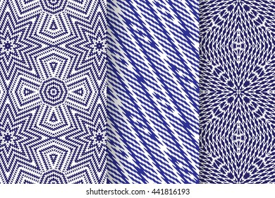 Set of 3 Abstract patterns. Seamless geometric illustration, cloth vector backgrounds, fabric textile pattern
