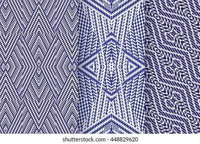 Set of 3 Abstract patterns. Seamless geometric illustration, cloth vector backgrounds, fabric textile pattern