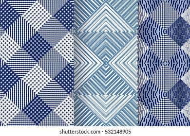 Set of 3 Abstract patterns. Seamless geometric illustration, cloth vector backgrounds, fabric textile pattern