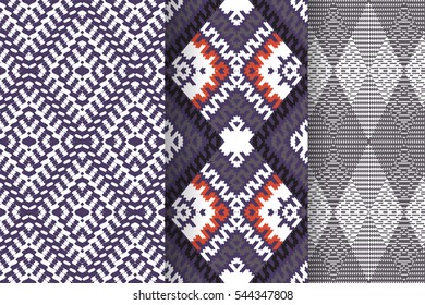 Set of 3 Abstract patterns. Seamless geometric illustration, cloth vector backgrounds, fabric textile pattern