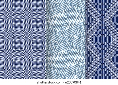 Set of 3 Abstract patterns. Seamless geometric illustration, cloth vector backgrounds, fabric textile pattern