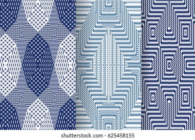Set of 3 Abstract patterns. Seamless geometric illustration, cloth vector backgrounds, fabric textile pattern