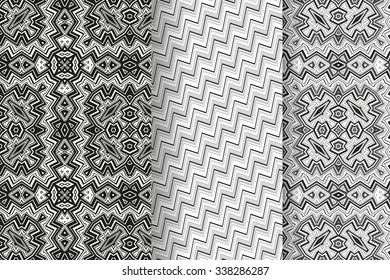 Set of 3 abstract seamless ornament patterns vector illustrations