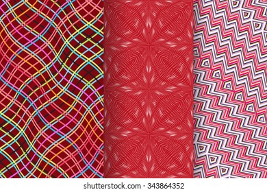 Set of 3 abstract seamless ornament patterns vector illustrations