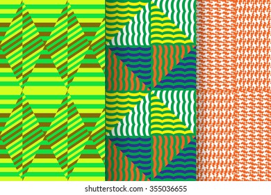 Set of 3 abstract seamless ornament patterns vector illustrations