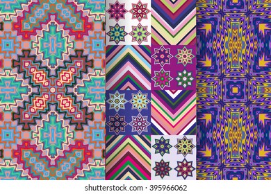 Set of 3 abstract seamless ornament patterns vector illustrations