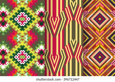 Set of 3 abstract seamless ornament patterns vector illustrations