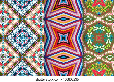 Set of 3 abstract seamless ornament patterns vector illustrations