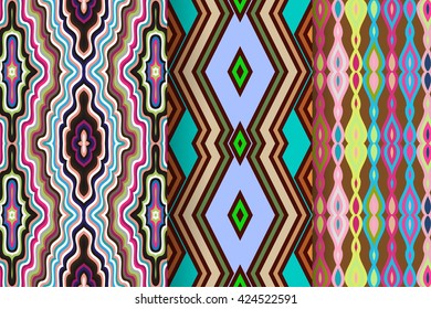 Set of 3 abstract seamless ornament patterns vector illustrations