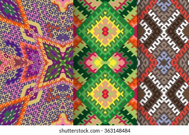 Set of 3 Abstract  seamless vector backgrounds, cloth vector patterns, goose foot