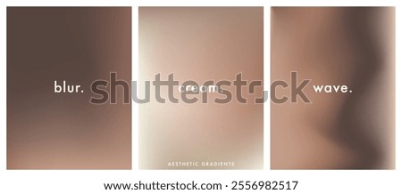 A set of 3 aesthetic brown gradient background. Luxury coffee, mocha and cream gradient bg. Soft abstract vector illustration for poster, social post and cover. Blurred vector texture in brown colors