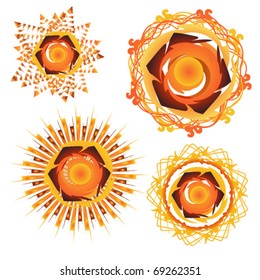 Set 3 of the authoring sun in a vectorial format.